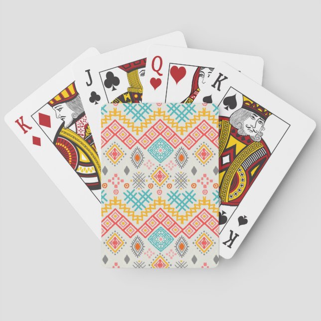Tribal art: boho geometric print. playing cards (Back)