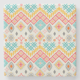 Tribal art: boho geometric print. stone coaster