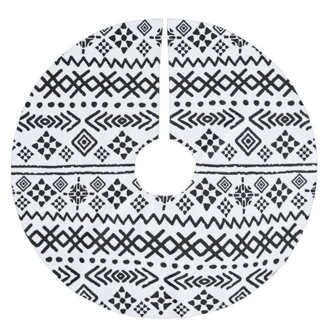 Tribal art boho: geometric seamless. brushed polyester tree skirt (Front)
