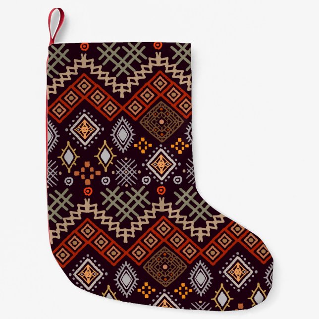 Tribal art boho seamless pattern small christmas stocking (Front)