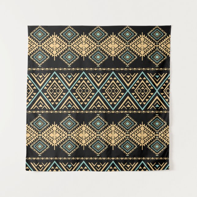 Tribal art, ethnic geometric, colourful pattern. tapestry (Front)