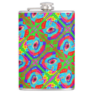 Tribal art inspired design Aboriginal Hip Flask