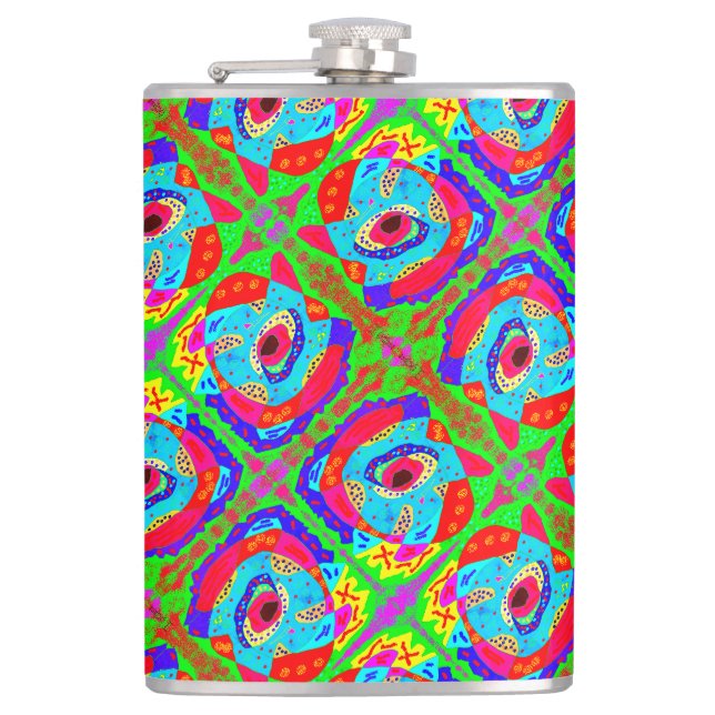 Tribal art inspired design Aboriginal            Hip Flask (Front)