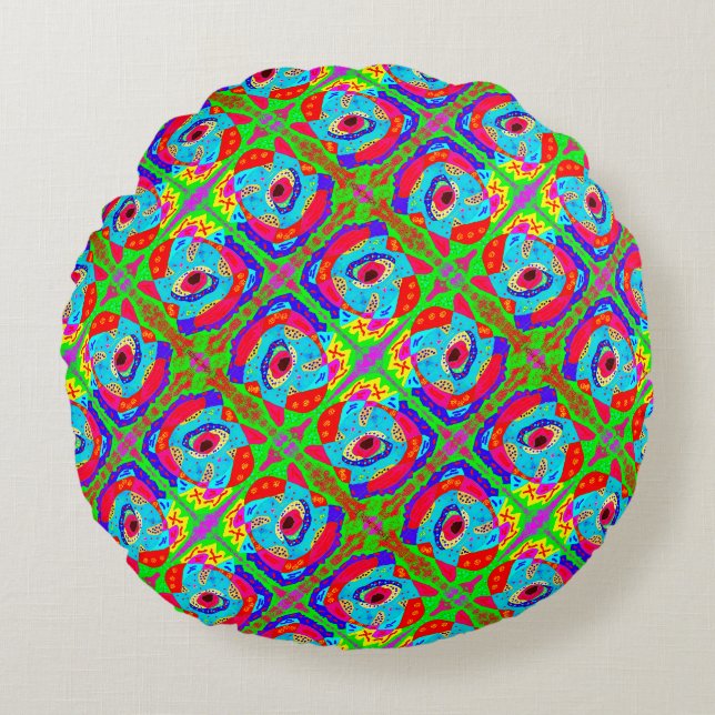 Tribal art inspired design Aboriginal       Round Cushion (Front)