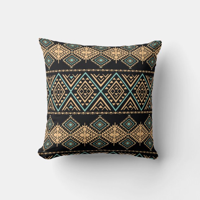 Tribal art pattern. Ethnic geometric print. Aztec  Cushion (Front)