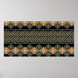 Tribal art pattern. Ethnic geometric print. Aztec Poster