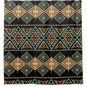 Tribal art pattern. Ethnic geometric print. Aztec  Shower Curtain