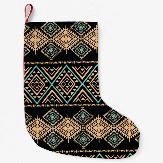 Tribal art pattern. Ethnic geometric print. Aztec  Small Christmas Stocking (Front)