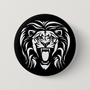 Tribal Art Roaring Lion 6 Cm Round Badge