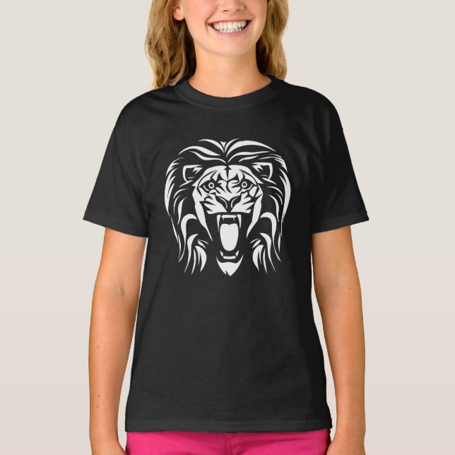 Tribal Art Roaring Lion T-Shirt (Front)