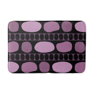 Tribal Art Rock Pattern Black Mauve Bath Mat