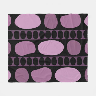 Tribal Art Rock Pattern Black Mauve Fleece Blanket