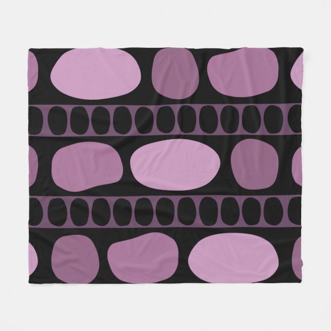 Tribal Art Rock Pattern Black Mauve Fleece Blanket (Front (Horizontal))