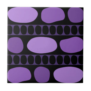 Tribal Art Rock Pattern Black Purple Ceramic Tile