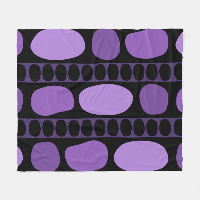 Tribal Art Rock Pattern Black Purple Fleece Blanket (Front (Horizontal))