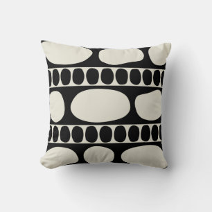 Tribal Art Rock Pattern Black White Cushion