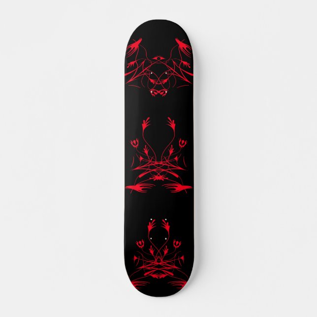 Tribal Artwork Skateboard - Black & Red (Front)