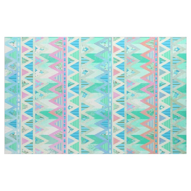 Tribal Aztec Chevron Light Pastel Teal Aqua Fabric (Fat Quarter)