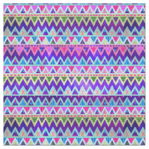 Tribal Aztec Chevron Neon Purple Pink Blue Fabric