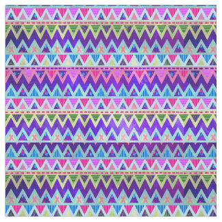 Tribal Aztec Chevron Neon Purple Pink Blue Fabric