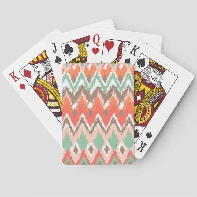 Tribal aztec chevron zig zag stripes chic pattern playing cards (Back)