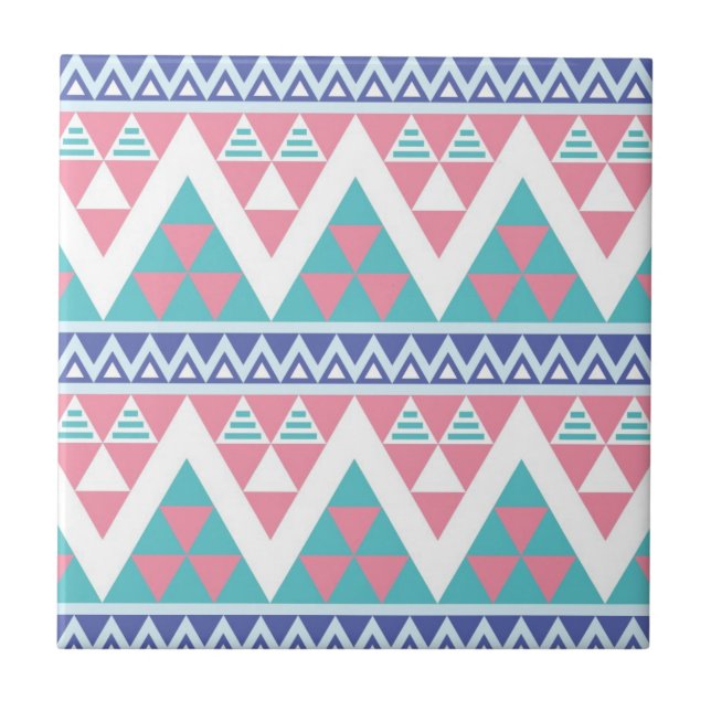 Tribal aztec colourful pattern ceramic tile (Front)