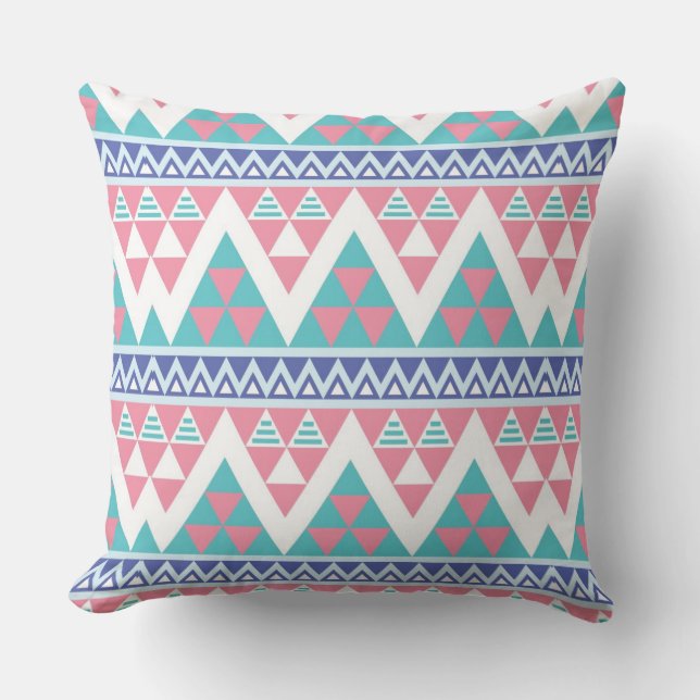 Tribal aztec colourful pattern cushion (Front)