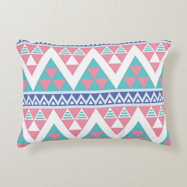 Tribal aztec colourful pattern decorative cushion (Front)