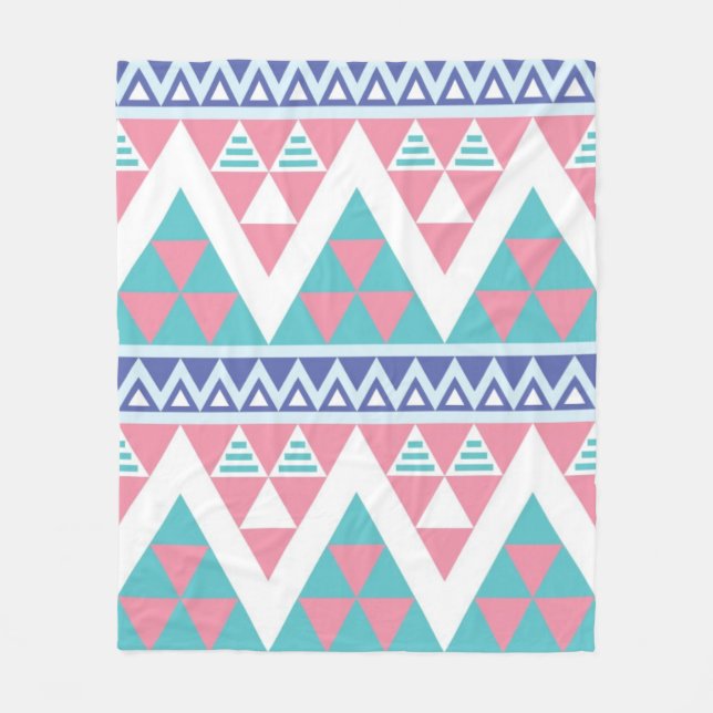 Tribal aztec colourful pattern fleece blanket (Front)