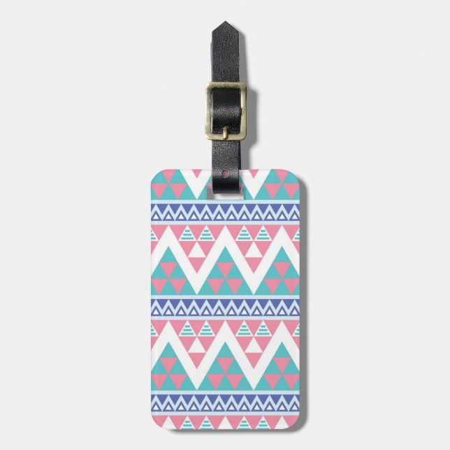 Tribal aztec colourful pattern luggage tag (Front Vertical)