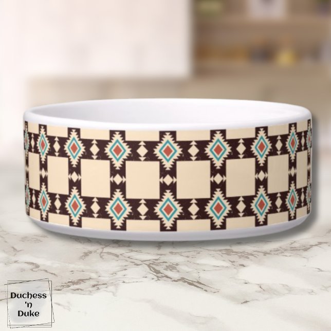 Tribal Aztec Cross Bohemian Pattern Pet Bowl (Tribal Aztec Cross Bohemian Pattern Pet Bowl)