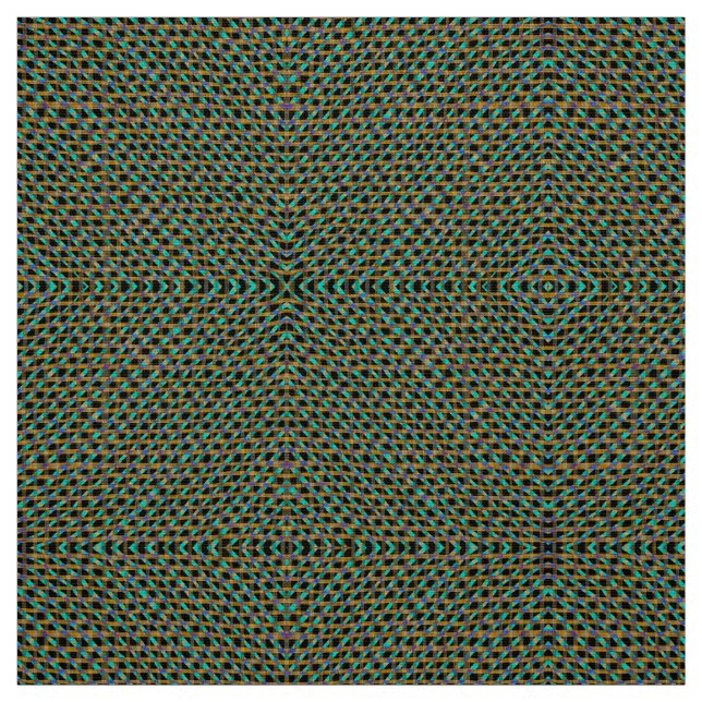 Tribal Aztec Moss Green Turquoise Burlap Weave Fabric (Swatch)