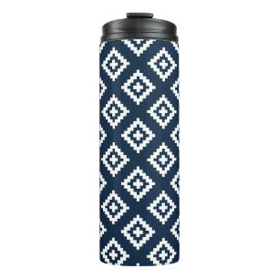 Tribal, Aztec, Navy Blue and White Thermal Tumbler