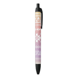 Tribal aztec ombre pattern black ink pen