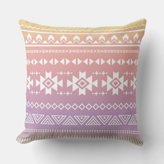 Tribal aztec ombre pattern cushion (Front)