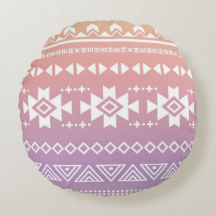 Tribal aztec ombre pattern round cushion