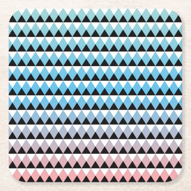 Tribal Aztec Ombre Pattern Square Paper Coaster (Front)