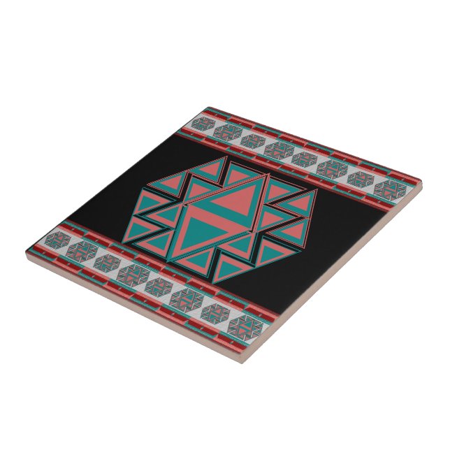 Tribal Aztec Pattern Ceramic Tile (Side)