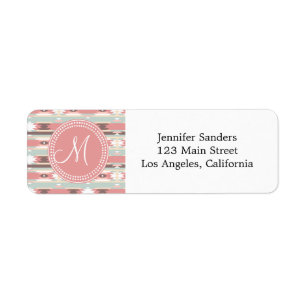Tribal Aztec Pink Monogram Pattern Return Address Label