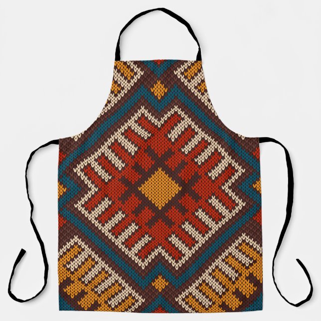 Tribal Aztec seamless pattern on the wool knitted  Apron (Front)