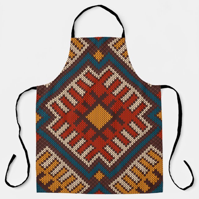 Tribal Aztec seamless pattern on the wool knitted  Apron (Front)