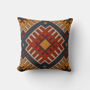 Tribal Aztec seamless pattern on the wool knitted Cushion