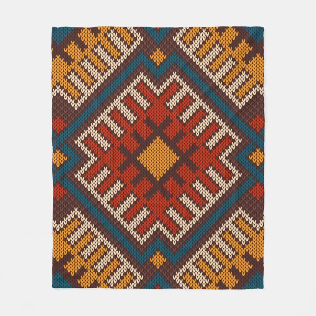 Tribal Aztec seamless pattern on the wool knitted  Fleece Blanket (Front)