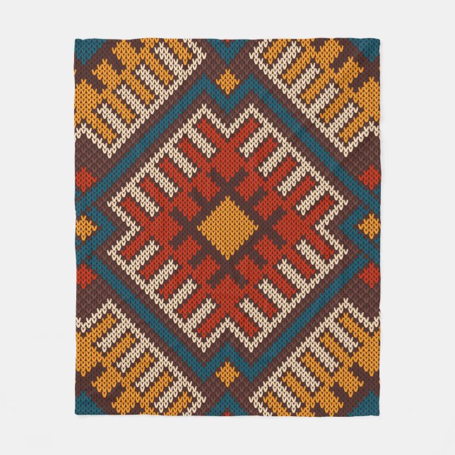 Tribal Aztec seamless pattern on the wool knitted  Fleece Blanket (Front)