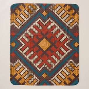 Tribal Aztec seamless pattern on the wool knitted Sherpa Blanket