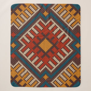 Tribal Aztec seamless pattern on the wool knitted Sherpa Blanket