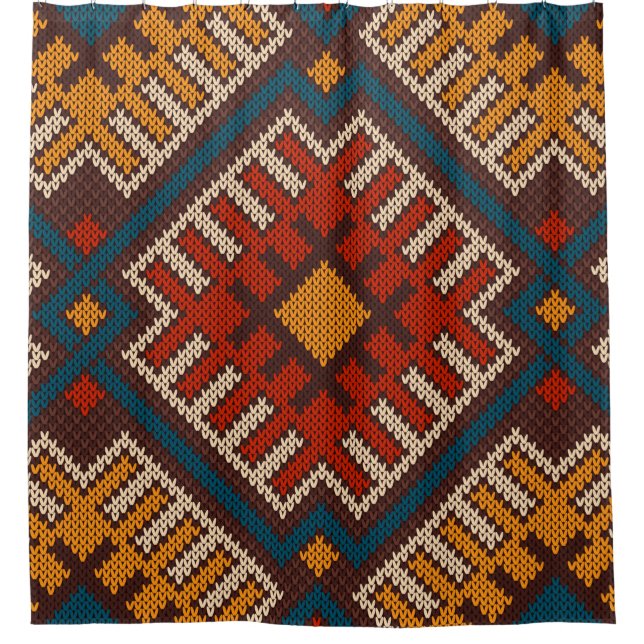 Tribal Aztec seamless pattern on the wool knitted  Shower Curtain (Front)