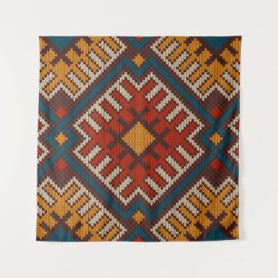Tribal Aztec seamless pattern on the wool knitted Tapestry