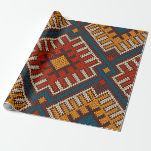 Tribal Aztec seamless pattern on the wool knitted  Wrapping Paper