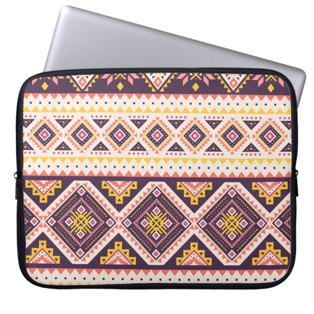 Tribal Aztec striped, geometric pattern. Laptop Sleeve (Front)